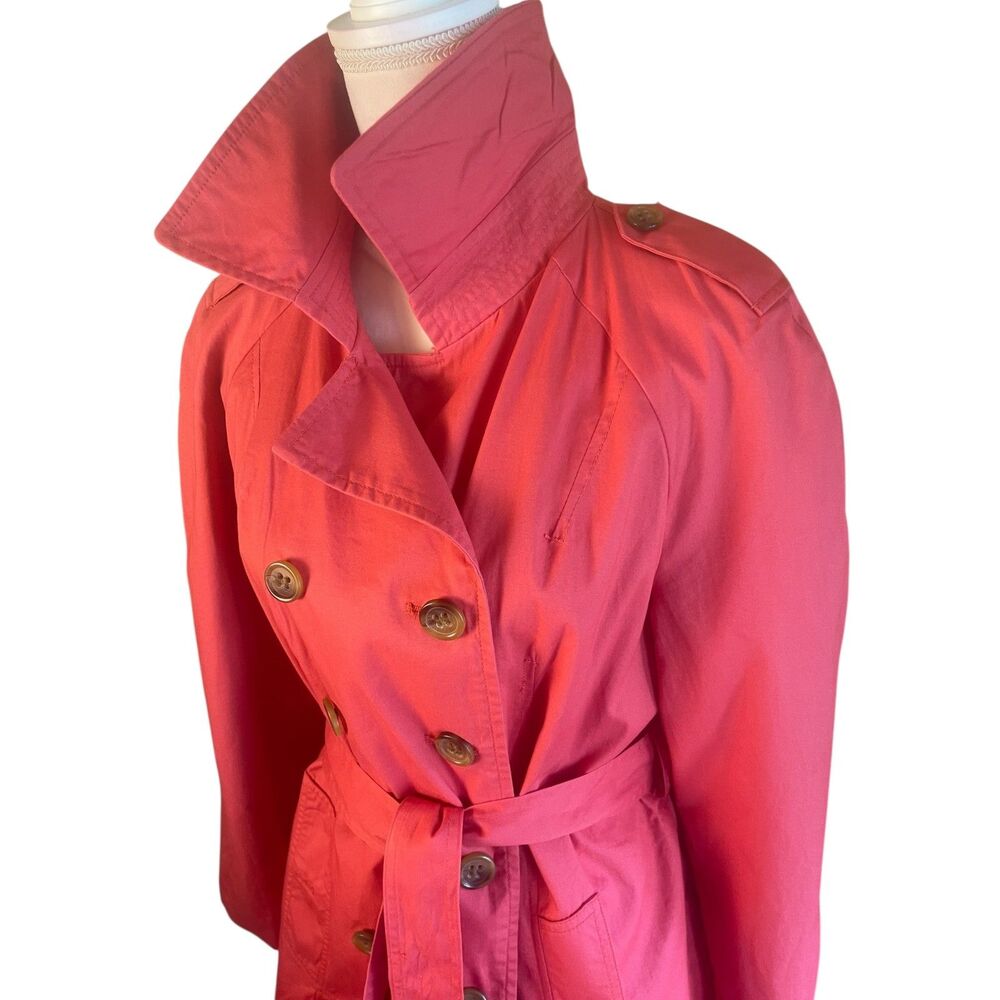 St. Johns Bay Womens Classic Trench Coat Sz L Preppy Reddish Pink Heritage - Picture 12 of 16